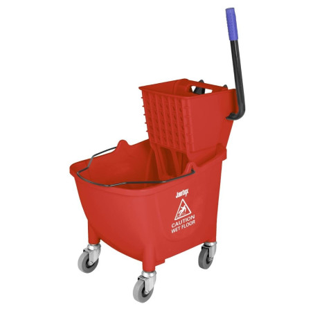 Seau essoreur avec pédale de vidange Jantex 30L rouge