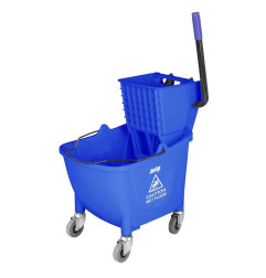 Seau essoreur avec pédale de vidange Jantex 30L bleu