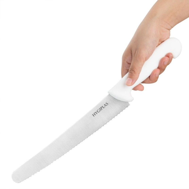 Couteau à pâtisserie denté Hygiplas blanc 250mm