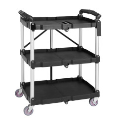 Petit chariot pliant en polypropylène Vogue 3 niveaux noir