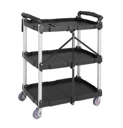 Petit chariot pliant en polypropylène Vogue 3 niveaux noir