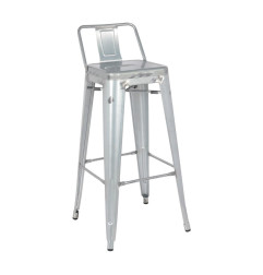 Tabouret haut en acier galvanisé avec dossier Bolero Bistro (paquet de 4)