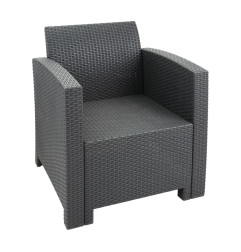 Ensemble fauteuils et table en rotin PP Bolero gris
