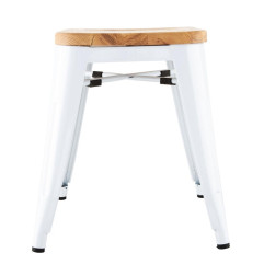 Tabourets bas Bolero Bistro avec coussin d'assise en bois blanc (paquet de 4)