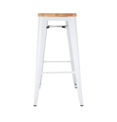 Tabourets hauts Bolero Bistro avec coussin d'assise en bois blanc (paquet de 4)