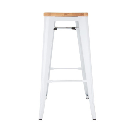 Tabourets hauts Bolero Bistro avec coussin d'assise en bois blanc (paquet de 4)