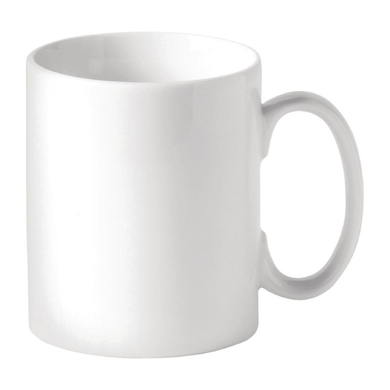 Mugs à bords droits blancs Utopia Titan 340 ml (lot de 48)