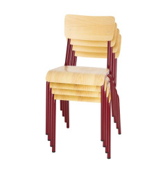 Chaises avec assise et dossier en bois Bolero Cantina rouges (lot de 4)