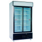 Vitrine à boissons double portes coulissantes, 857 litres, avec caisson lumineux. Vitrine à boissons double portes coulissantes, 857 litres, avec caisson lumineux.