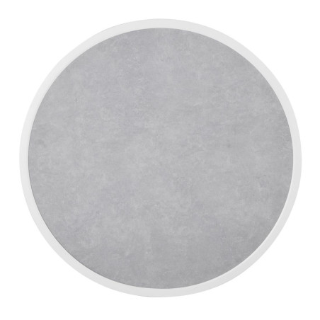 Plateau de table extérieur rond en verre trempé Bolero effet pierre gris clair bord blanc 580 mm
