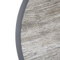 Plateau de table extérieur rond en verre trempé Bolero effet grain de bois bord gris 580mm