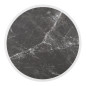 Plateau de table extérieur rond en verre trempé Bolero effet granit foncé bord blanc 580mm
