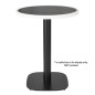 Plateau de table extérieur rond en verre trempé Bolero effet granit foncé bord blanc 580mm