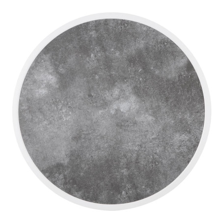 Plateau de table extérieur rond en verre trempé Bolero effet pierre foncée bord blanc 580mm