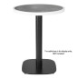 Plateau de table extérieur rond en verre trempé Bolero effet pierre foncée bord blanc 580mm