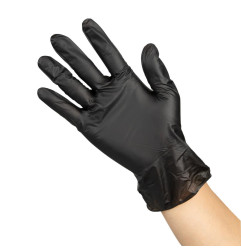 Gants vinyle non poudrés Hygiplas noirs S (lot de 100)
