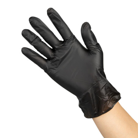 Gants vinyle non poudrés Hygiplas noirs S (lot de 100)