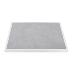 Plateau de table extérieur carré en verre trempé Bolero effet pierre gris clair bord blanc 700 mm