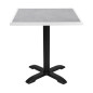 Plateau de table extérieur carré en verre trempé Bolero effet pierre gris clair bord blanc 700 mm