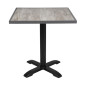 Plateau de table extérieur carré en verre trempé Bolero effet grain de bois bord gris 700 mm