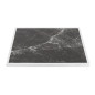 Plateau de table extérieur carré en verre trempé Bolero effet granit foncé bord blanc 700 mm