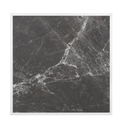 Plateau de table extérieur carré en verre trempé Bolero effet granit foncé bord blanc 700 mm