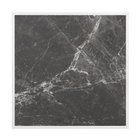 Plateau de table extérieur carré en verre trempé Bolero effet granit foncé bord blanc 700 mm