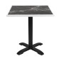 Plateau de table extérieur carré en verre trempé Bolero effet granit foncé bord blanc 700 mm