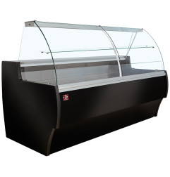 Comptoir vitrine réfrigéré à vitre bombée, ventilé, avec réserve - NOIR