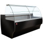 Comptoir vitrine réfrigéré à vitre bombée, ventilé, avec réserve - NOIR Comptoir vitrine réfrigéré à vitre bombée, ventilé, avec réserve - NOIR