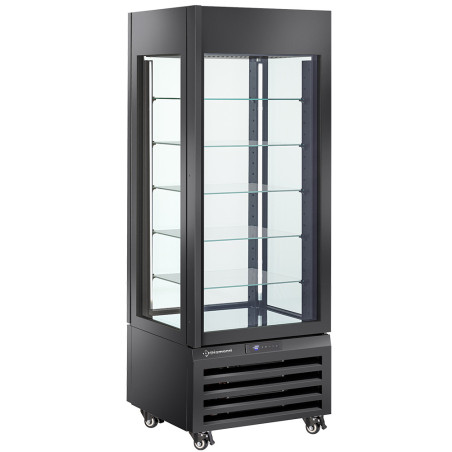 Vitrine "FULL vitrée" 440 Lt., 5 niveaux en verre, ventilée - PASTRY - NOIR