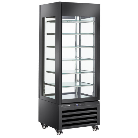 Vitrine "FULL vitrée" 440 Lt., 6 niveaux en verre, statique - ICE CREAM - NOIR