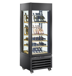 Vitrine "FULL vitrée" 440 Lt., 1 niveau + 2 étagères, ventilée - WINE - NOIR
