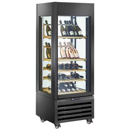 Vitrine "FULL vitrée" 440 Lt., 1 niveau + 2 étagères, ventilée - WINE - NOIR