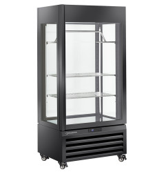 Vitrine "FULL vitrée" 600 Lt., 2 étagères & barre à viande, ventilée - MEAT - NOIR