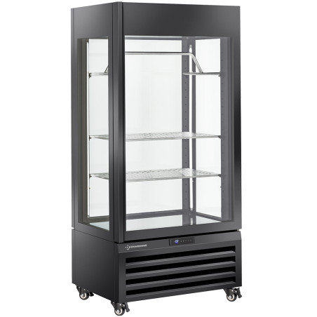 Vitrine "FULL vitrée" 600 Lt., 2 étagères & barre à viande, ventilée - MEAT - NOIR