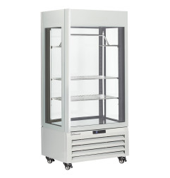 Vitrine "FULL vitrée" 600 Lt., 2 étagères & barre à viande, ventilée - MEAT - BLANC