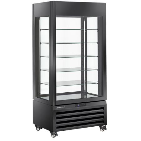 Vitrine "FULL vitrée" 600 Lt., 5 niveaux en verre, ventilée - CHOCOLATE - NOIR