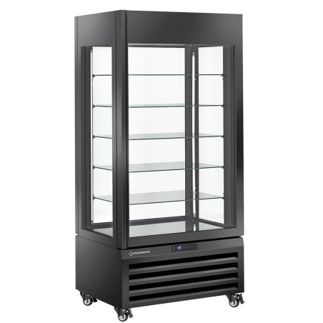 Vitrine "FULL vitrée" 600 Lt., 5 niveaux en verre, ventilée -  PASTRY - NOIR