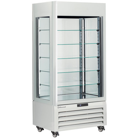Vitrine "FULL vitrée" 600 Lt., 5 niveaux en verre, ventilée -  PASTRY - BLANC
