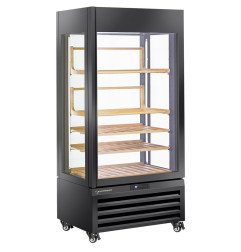 Vitrine "FULL vitrée" 600 Lt., 1 niveau + 2 étagères, ventilée - WINE - NOIR