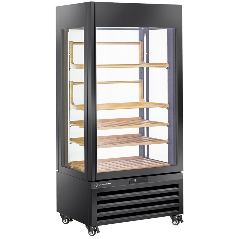 Vitrine "FULL vitrée" 600 Lt., 1 niveau + 2 étagères, ventilée - WINE - NOIR Vitrine "FULL vitrée" 600 Lt., 1 niveau + 2 étagères, ventilée - WINE - NOIR