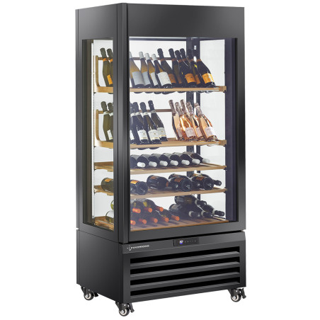 Vitrine "FULL vitrée" 600 Lt., 1 niveau + 2 étagères, ventilée - WINE - NOIR