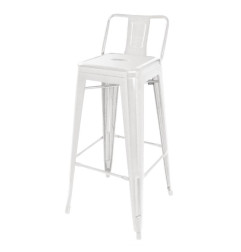 Tabouret haut Bolero Bistro en acier avec dossier blanc (lot de 4)