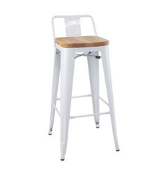 Tabourets bistro hauts avec dossier et assise en bois Bolero blancs (lot de 4)