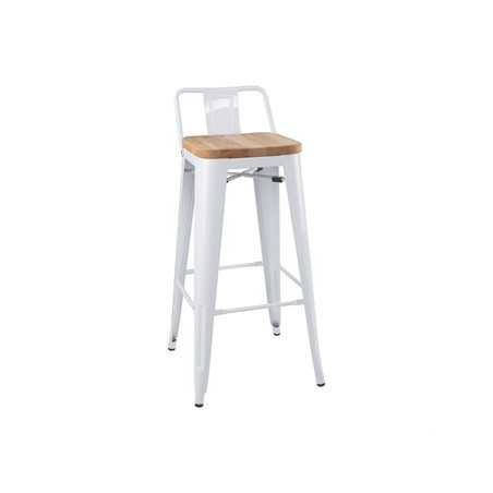 Tabourets bistro hauts avec dossier et assise en bois Bolero blancs (lot de 4)