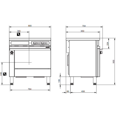 Fourneau induction 3 feux et four à convection CE831IX AMBASSADE