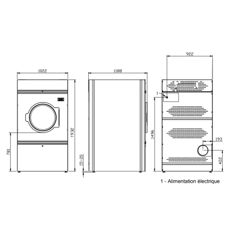SECHOIR 36 kg ELECTRIQUE 36 KW ROTATION ALTERNEE