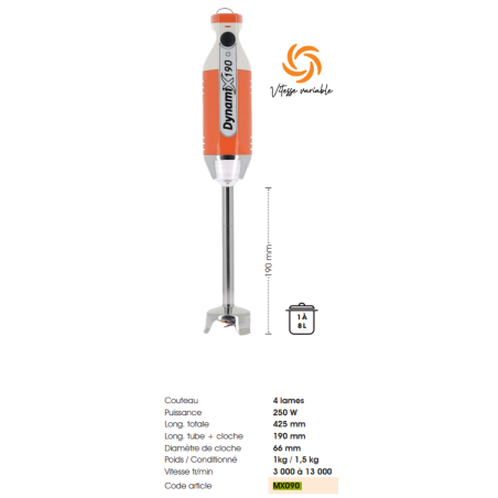 DYNAMIX DMX 190  220-240V 50-60Hz COUTEAU 4 LAMES