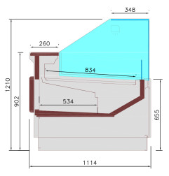 Comptoir ventilé, avec réserve, vitre verticale 90° avec relevage à piston - FULL BLACK